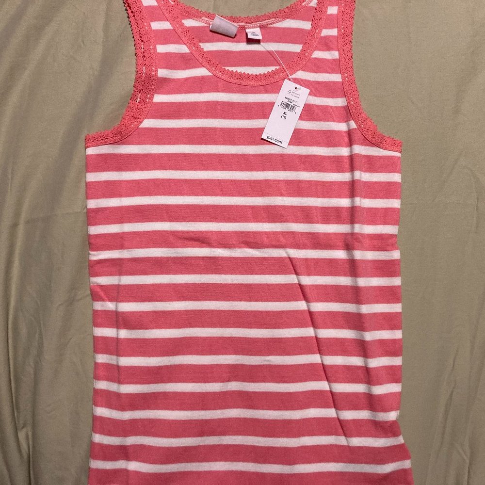 Gap Tank Top Lace Trim Apple Blossom Girls Size XL 12 Gap Kids shirt Brand New